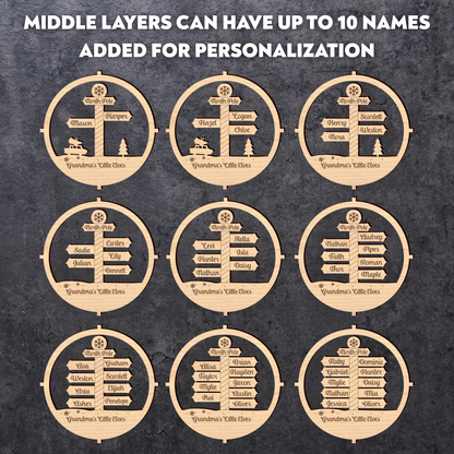 Grandmas Little Elves North Pole Ornament