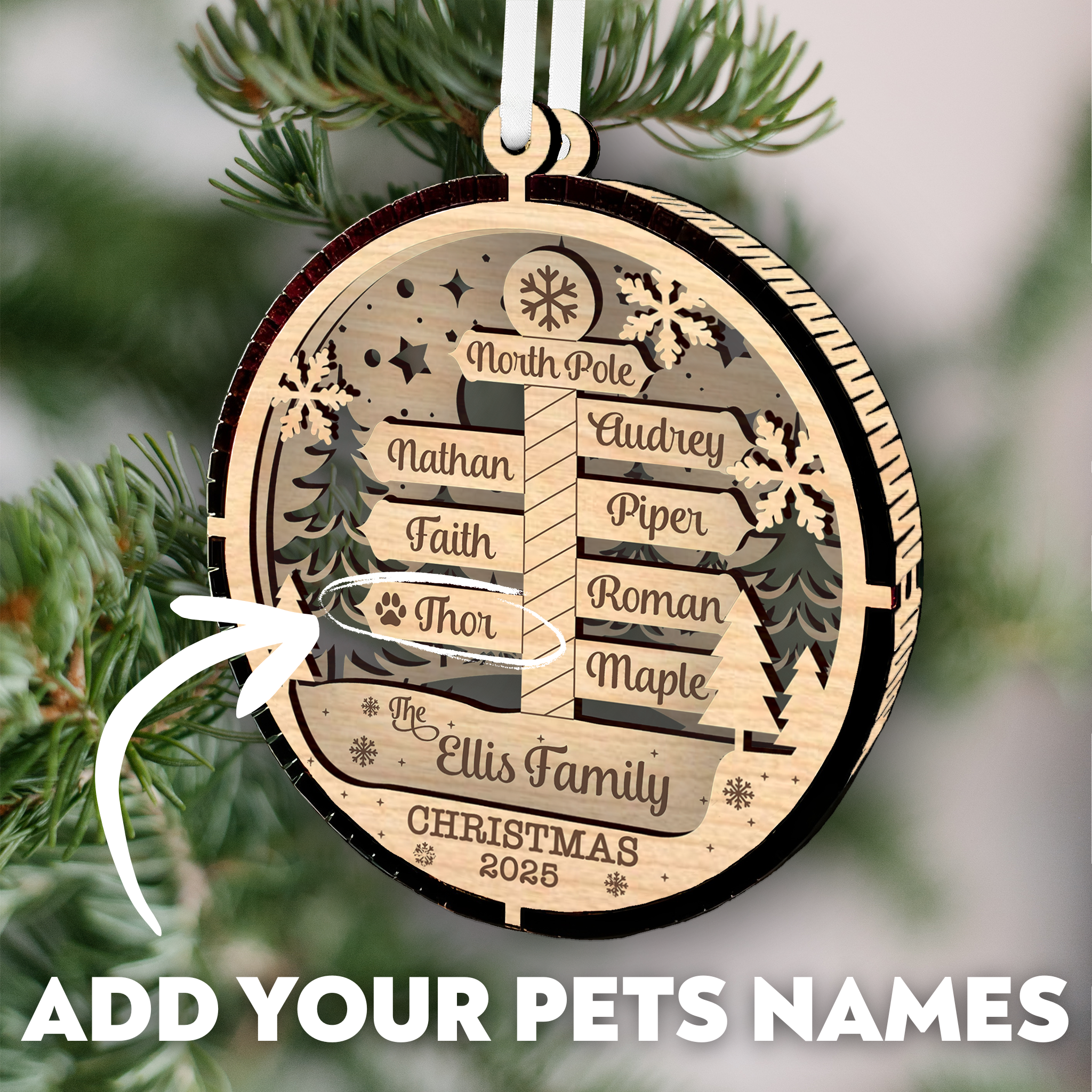 Family Name North Pole Ornament