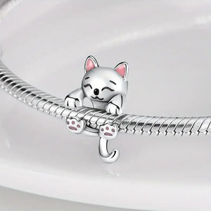 925 Sterling Silver Little Cat Pendant Charms Bracelet - PRICE INCLUDES FREE SHIPPING