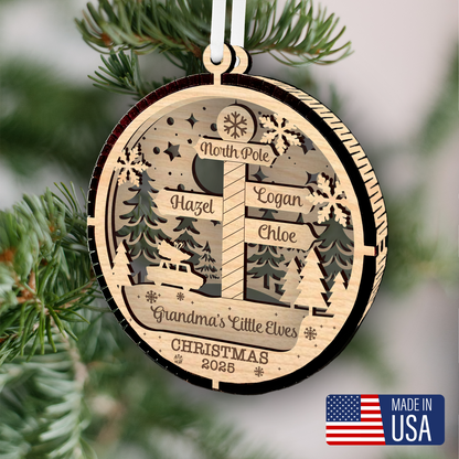 Grandmas Little Elves North Pole Ornament