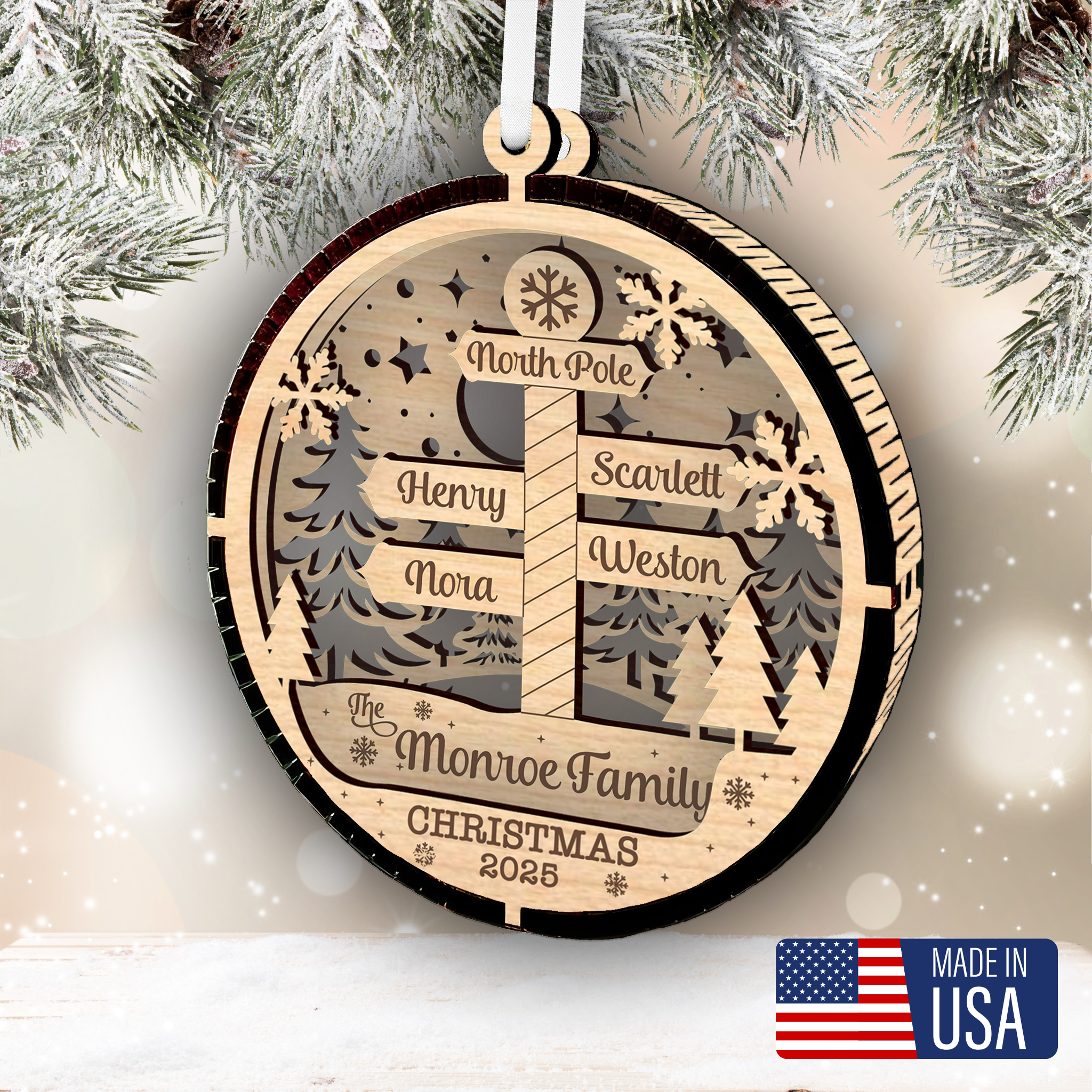 Family Name North Pole Ornament