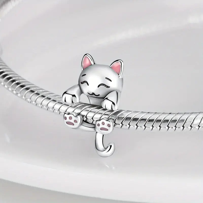 925 Sterling Silver Little Cat Pendant Charms Bracelet - PRICE INCLUDES FREE SHIPPING
