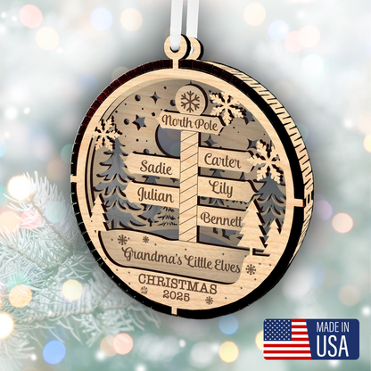 Grandmas Little Elves North Pole Ornament