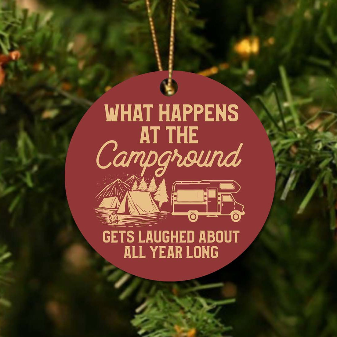 Campground Funny Christmas Ornament