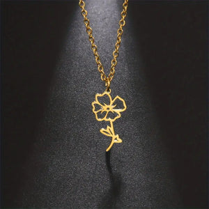 Birth Month Flower Necklace - PRICE INCLUDES FREE SHIPPING