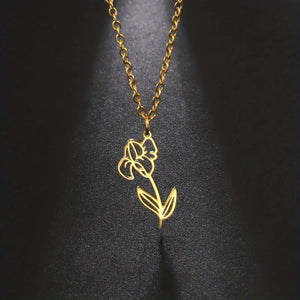 Birth Month Flower Necklace - PRICE INCLUDES FREE SHIPPING