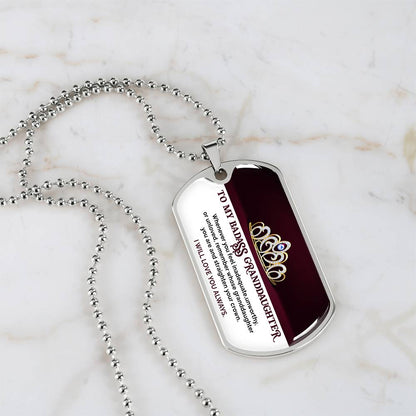 To My Badass Granddaughter - I Will Love You Always - Dog Tag Necklace