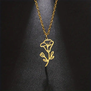 Birth Month Flower Necklace - PRICE INCLUDES FREE SHIPPING