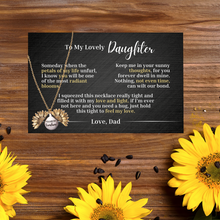 Load image into Gallery viewer, To My Lovely Daughter - Love Dad - Canvas Message Card With Sunflower Necklace - PRICE INCLUDES FREE SHIPPING