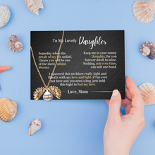 Load image into Gallery viewer, To My Lovely Daughter - Love Mom - Canvas Message Card With Sunflower Necklace - PRICE INCLUDES FREE SHIPPING