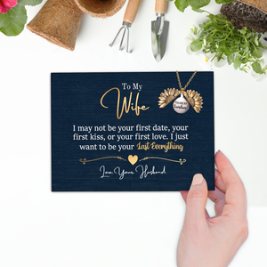 To My Wife - Last Everything - Canvas Message Card With Sunflower Necklace - PRICE INCLUDES FREE SHIPPING