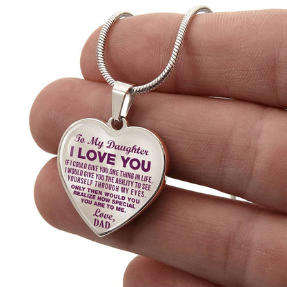 To My Daughter - I Love You Purple - Heart Necklace - PRICE INCLUDES FREE SHIPPING