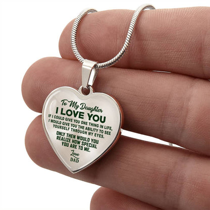 To My Daughter - I Love You Green - Heart Necklace - PRICE INCLUDES FREE SHIPPING