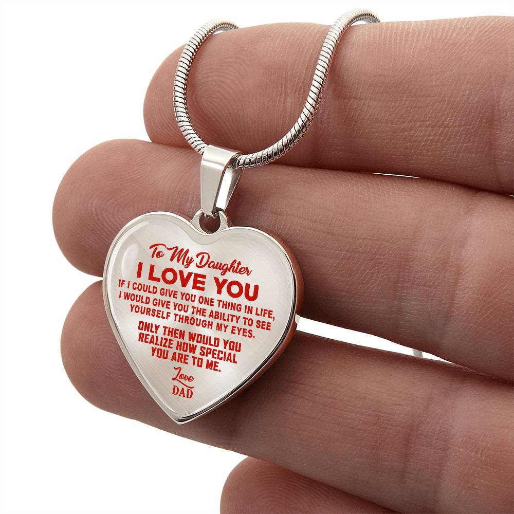 To My Daughter - I Love You Red- Heart Necklace - PRICE INCLUDES FREE SHIPPING