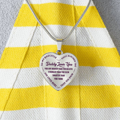 To My Daughter - Daddy Loves You Purple- Heart Necklace - PRICE INCLUDES FREE SHIPPING