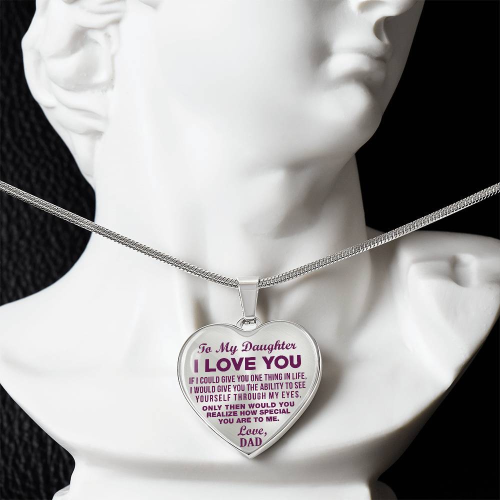 To My Daughter - I Love You Purple - Heart Necklace - PRICE INCLUDES FREE SHIPPING