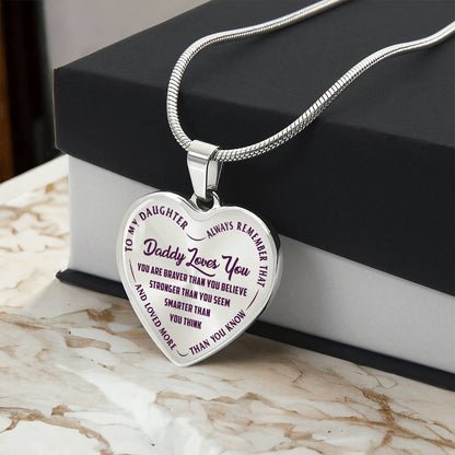 To My Daughter - Daddy Loves You Purple - Heart Necklace - PRICE INCLUDES FREE SHIPPING