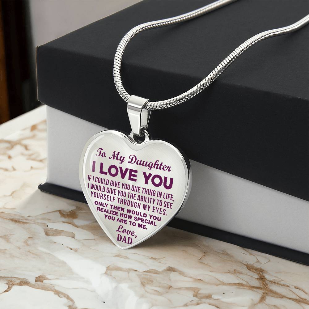 To My Daughter - I Love You Purple - Heart Necklace - PRICE INCLUDES FREE SHIPPING