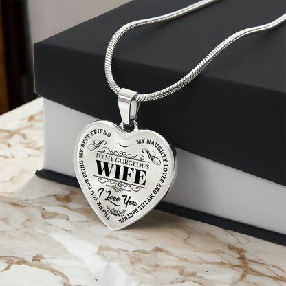 To My Gorgeous Wife - My Best Friend - Heart Necklace - PRICE INCLUDES FREE SHIPPING