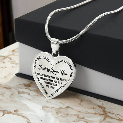 To My Daughter - Daddy Loves You - Heart Necklace - PRICE INCLUDES FREE SHIPPING
