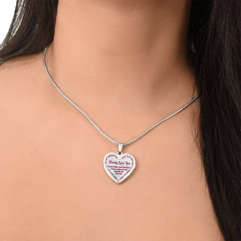 To My Daughter - Daddy Loves You Pink- Heart Necklace - PRICE INCLUDES FREE SHIPPING