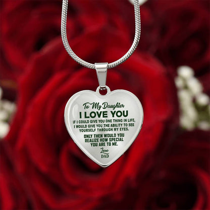 To My Daughter - I Love You Green - Heart Necklace - PRICE INCLUDES FREE SHIPPING