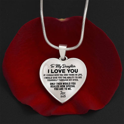 To My Daughter - I Love You - Heart Necklace - PRICE INCLUDES FREE SHIPPING