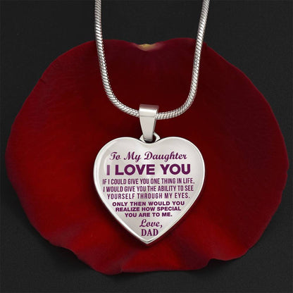 To My Daughter - I Love You Purple - Heart Necklace - PRICE INCLUDES FREE SHIPPING