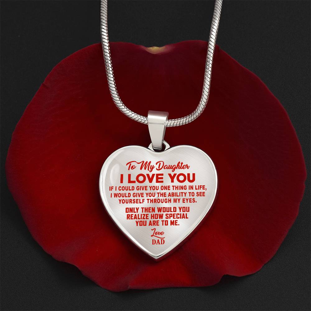 To My Daughter - I Love You Red- Heart Necklace - PRICE INCLUDES FREE SHIPPING