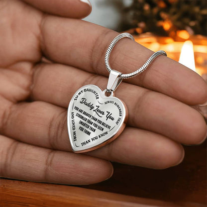 To My Daughter - Daddy Loves You - Heart Necklace - PRICE INCLUDES FREE SHIPPING