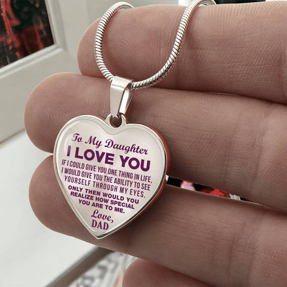 To My Daughter - I Love You Purple - Heart Necklace - PRICE INCLUDES FREE SHIPPING