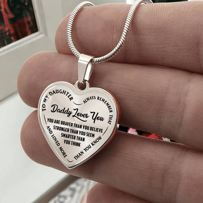 To My Daughter - Daddy Loves You - Heart Necklace - PRICE INCLUDES FREE SHIPPING