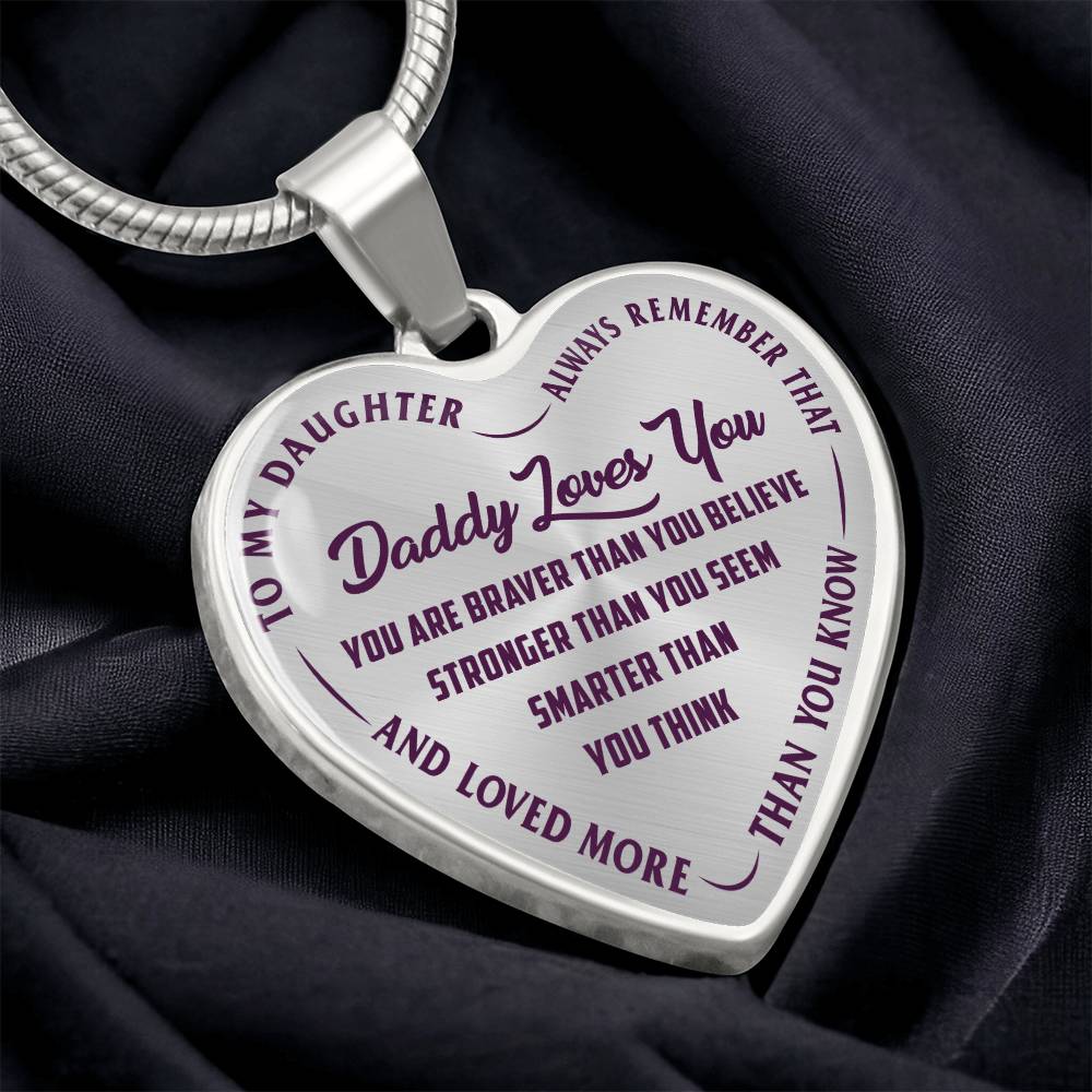 To My Daughter - Daddy Loves You Purple - Heart Necklace - PRICE INCLUDES FREE SHIPPING