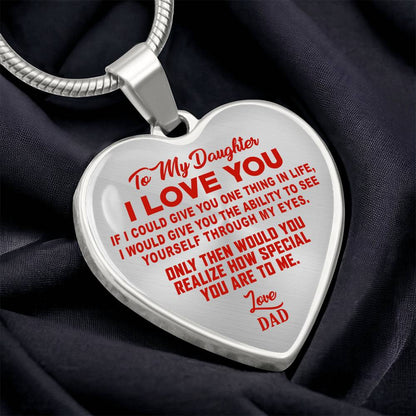 To My Daughter - I Love You Red- Heart Necklace - PRICE INCLUDES FREE SHIPPING