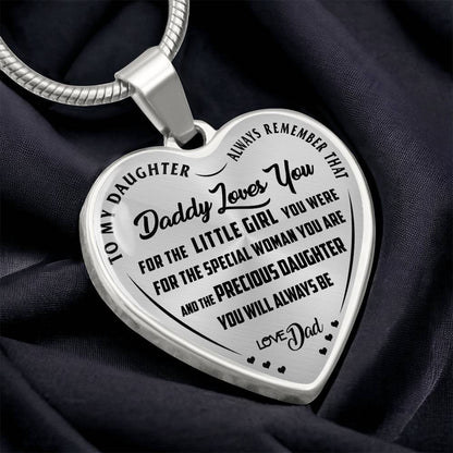To My Daughter - Daddy Loves You  - Heart Necklace - PRICE INCLUDES FREE SHIPPING