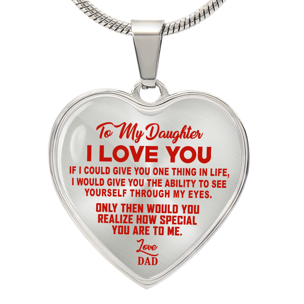 To My Daughter - I Love You Red- Heart Necklace - PRICE INCLUDES FREE SHIPPING
