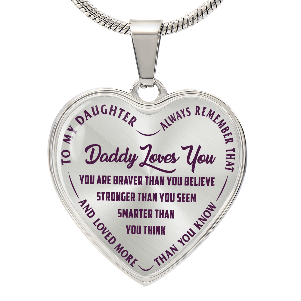 To My Daughter - Daddy Loves You Purple - Heart Necklace - PRICE INCLUDES FREE SHIPPING