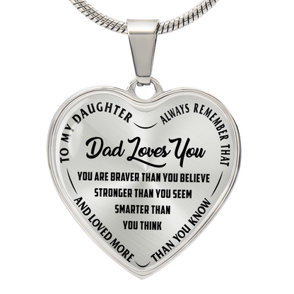 To My Daughter - Dad Loves You - Heart Necklace - PRICE INCLUDES FREE SHIPPING
