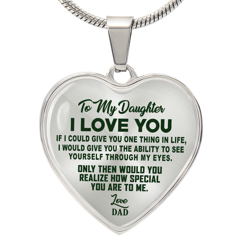 To My Daughter - I Love You Green - Heart Necklace - PRICE INCLUDES FREE SHIPPING
