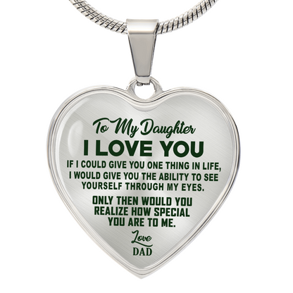 To My Daughter - I Love You Green - Heart Necklace - PRICE INCLUDES FREE SHIPPING