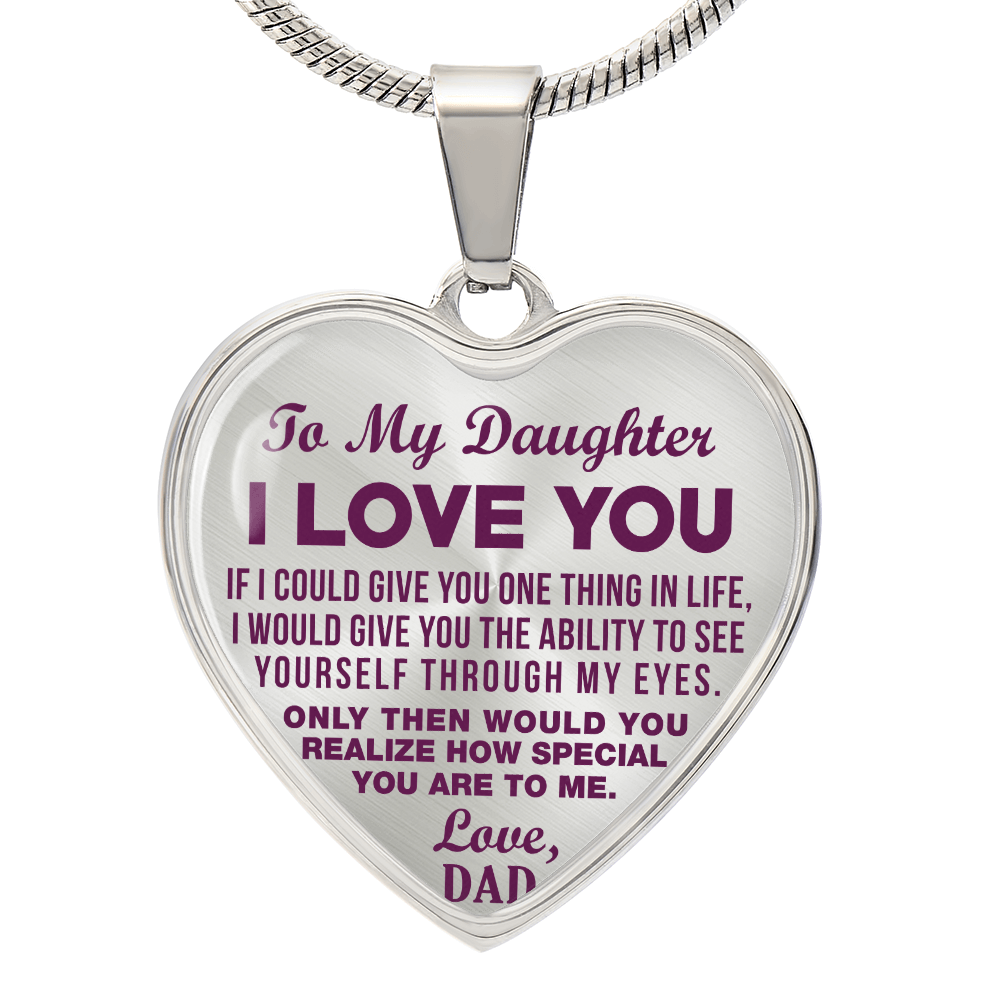 To My Daughter - I Love You Purple - Heart Necklace - PRICE INCLUDES FREE SHIPPING