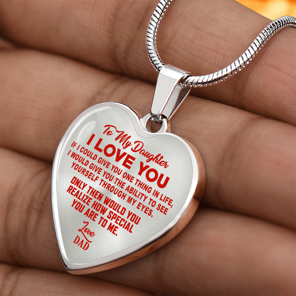 To My Daughter - I Love You Red- Heart Necklace - PRICE INCLUDES FREE SHIPPING
