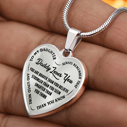To My Daughter - Daddy Loves You - Heart Necklace - PRICE INCLUDES FREE SHIPPING
