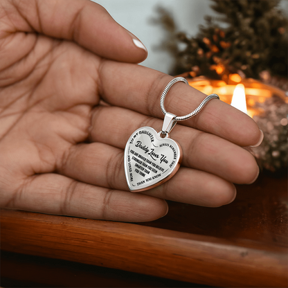 To My Daughter - Daddy Loves You - Heart Necklace - PRICE INCLUDES FREE SHIPPING