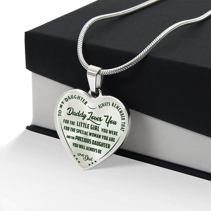 To My Daughter - Always Remember That Daddy Love You - Heart Necklace - PRICE INCLUDES FREE SHIPPING