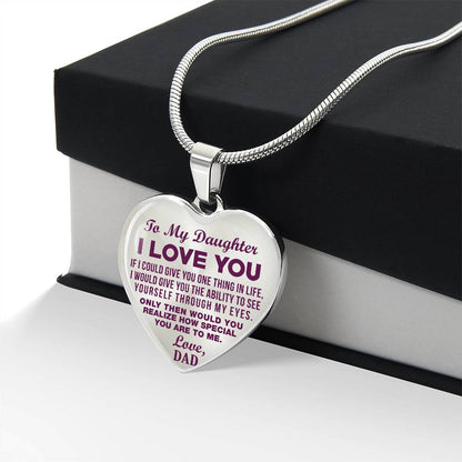 To My Daughter - I Love You Purple - Heart Necklace - PRICE INCLUDES FREE SHIPPING