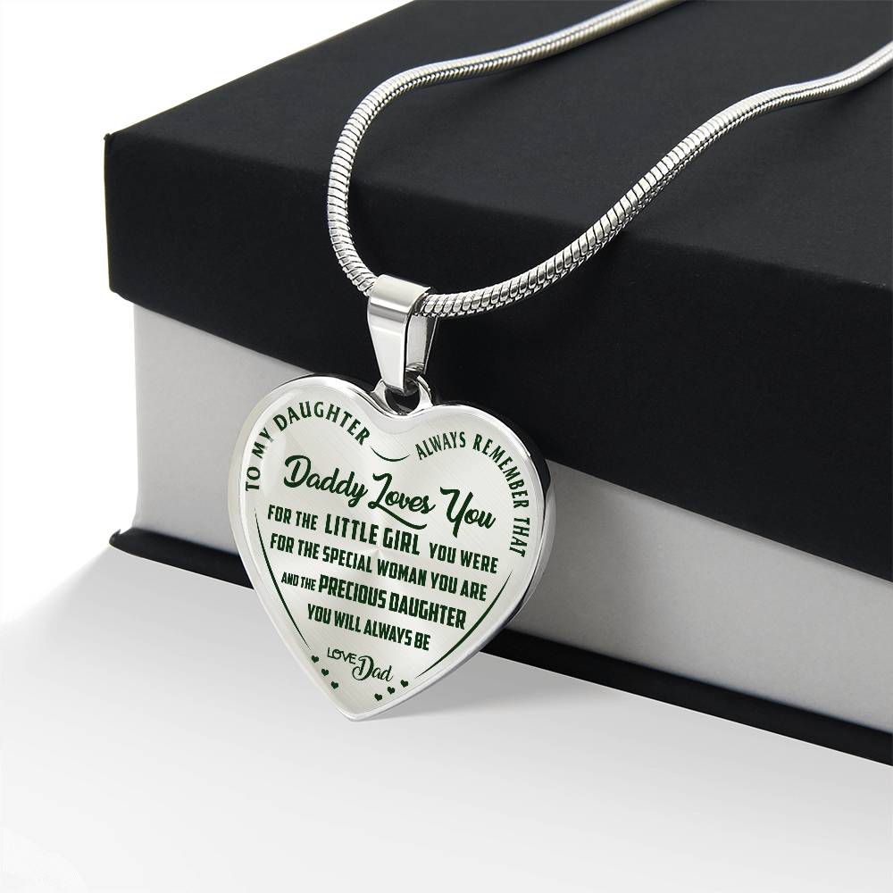To My Daughter - Daddy Loves You  - Heart Necklace - PRICE INCLUDES FREE SHIPPING