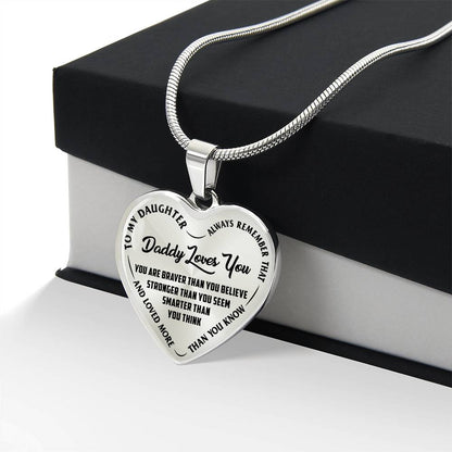 To My Daughter - Daddy Loves You - Heart Necklace - PRICE INCLUDES FREE SHIPPING