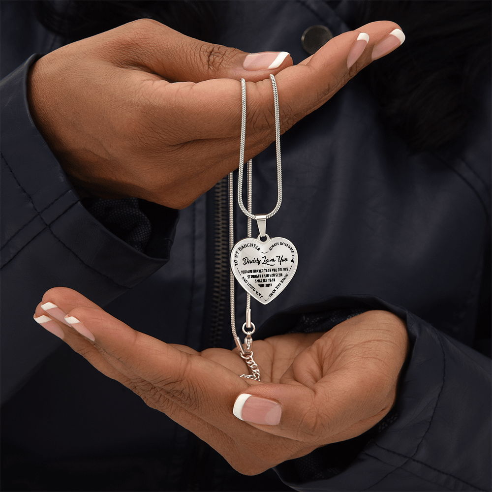 To My Daughter - Daddy Loves You - Heart Necklace - PRICE INCLUDES FREE SHIPPING