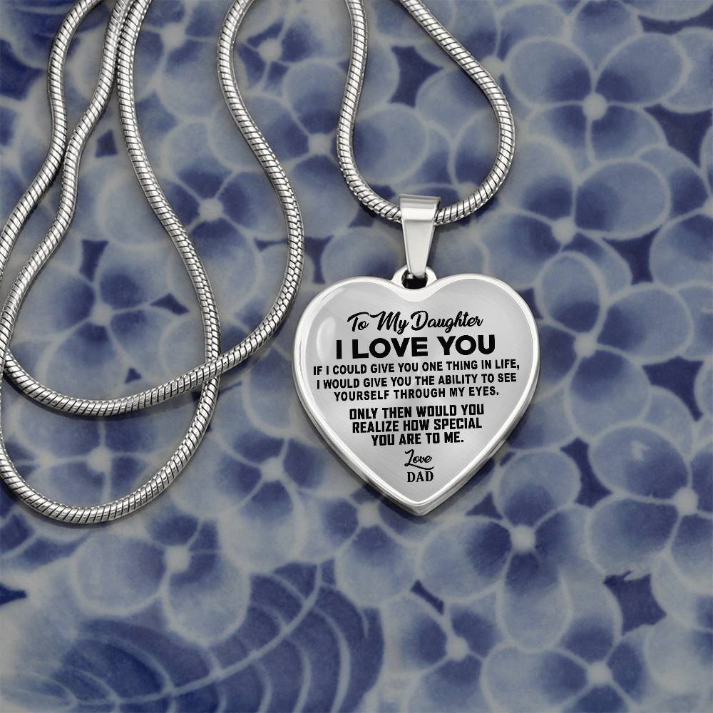 To My Daughter - I Love You - Heart Necklace - PRICE INCLUDES FREE SHIPPING